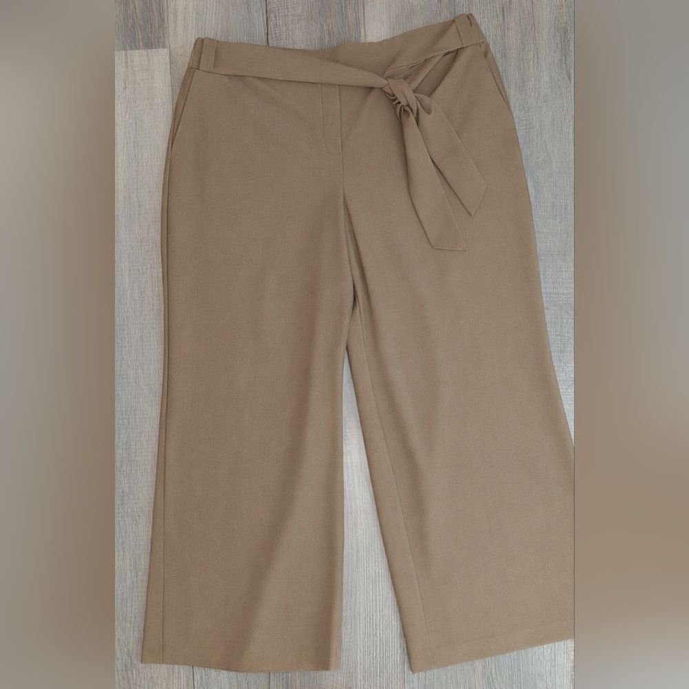 Lane Bryant Plus Size Tie-Waist Wide-Leg Pants - Tan